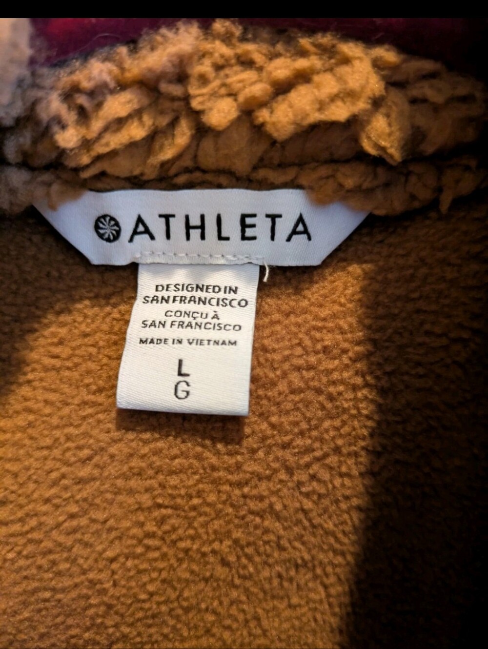 Athleta Cloud Fleece Jacket Pampas Beige Large Zip Pockets Cozy Sold Out - Picture 8 of 9